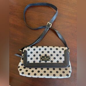 Kate Spade Polka Dot Shoulder Bag Purse Canvas with Black Polka Dots